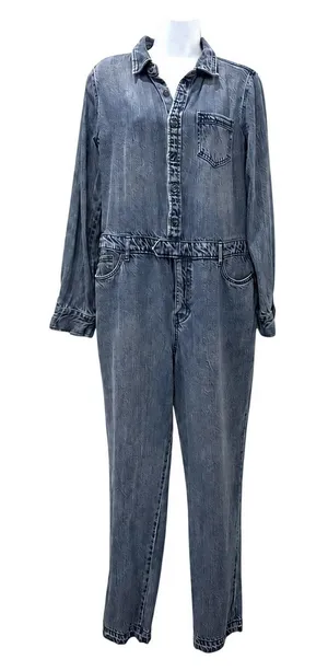Universal Threads Denim Jumpsuit Womens Blue Medium Wash Button Front Size 8 thumbnail 1