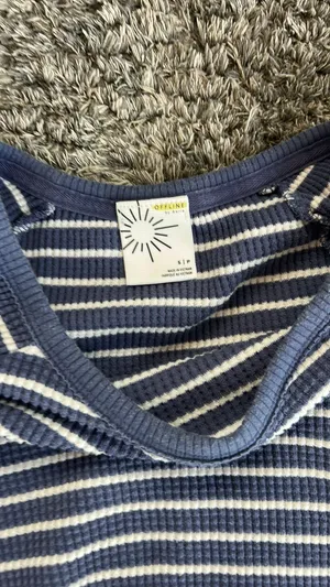 OFFLINE by Aerie blue and white striped long sleeve thumbnail 2