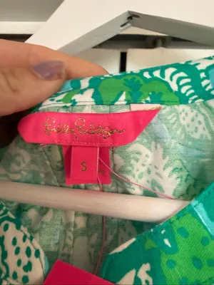 Lilly Pulitzer NWT botanical green ruffled top size small thumbnail 3
