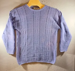 1359 | Vintage Cottagecore Textured Cotton Knit Sweater‎ Lavender USA Women M thumbnail 1