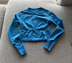 Seamless Long Sleeve Crop Top Blue‎ Size S thumbnail 1