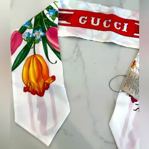 Gucci Floral Neck Bow Scarf thumbnail 5