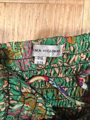 Karma Highway Green Floral‎ Patchwork Maxi Dress with Smocked Bodice tie neck OS thumbnail 5