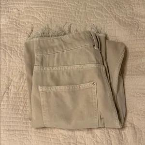 Zara Cream Jeans with Frayed Hem thumbnail 2