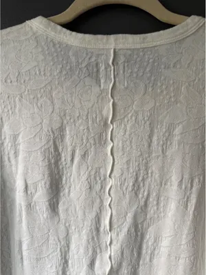 NIC+ZOE White Long Sleeve Textured Floral Top Large thumbnail 6