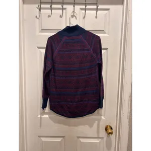 Eddie Bauer Womens Burgundy Fair‎ Isle Quarter Zip Pullover Sweater Size M Cabin thumbnail 6