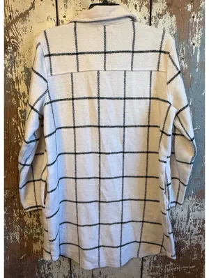 Melloday Women's Black & White Plaid Shacket Coatigan Shirt Flannel Large thumbnail 6