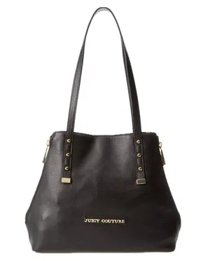 Juicy Couture Black Cow Hide Leather Orange Grove Winged Convertible Tote thumbnail 1