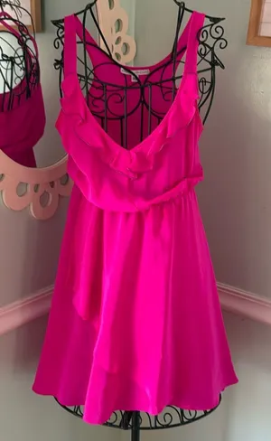 Amanda Uprichard Pink‎ Ruffle Halter Dress Sz XS thumbnail 1