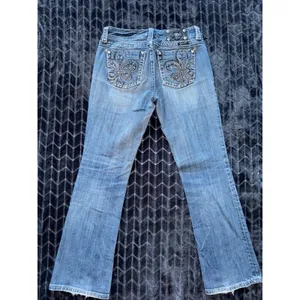 Miss Me Women's‎ Boot Embellish Blue Denim Low Rise Medium Wash Size 28 thumbnail 6