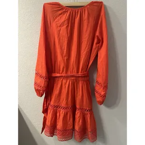 Evereve Juliana Dress Red Cotton Pockets Elastic Tie Waist Sz S Cottagecore Boho thumbnail 2