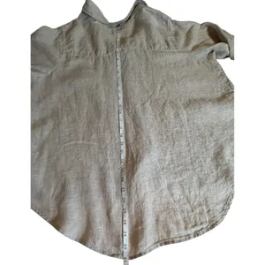 Sigrid Olsen 100% Linen Shirt Women 1X Oatmeal Beige Tunic Button Front High Low thumbnail 8