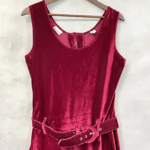 Vintage Newport News‎ Jumpsuit Women Large Red Velvet Ribbed Stretch Minimalist thumbnail 3