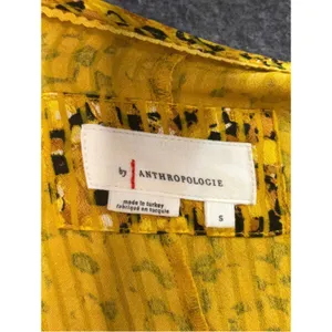 Anthropologie Yellow Floral Springtime Boho Party V-neck long Dress Size S thumbnail 2