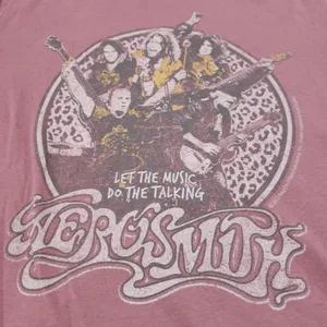 Aerosmith Top Size 4 By The Vinyl Icons Graphic Tee Let The Music Do The Talking Graphic Print T-Shirt thumbnail 4