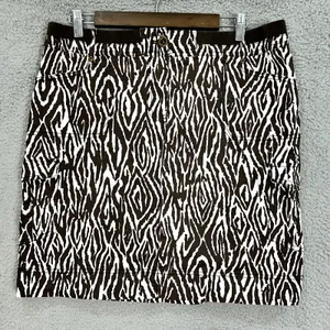Chicos‎ Cargo Mini Skirt Womens 2 Large Brown Zebra Stretch Resort Preppy Travel thumbnail 1