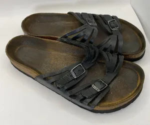 Birkenstock Womens Granada‎ Double Straps Birk Sandals Black Sz 38 US W7-flaw thumbnail 1