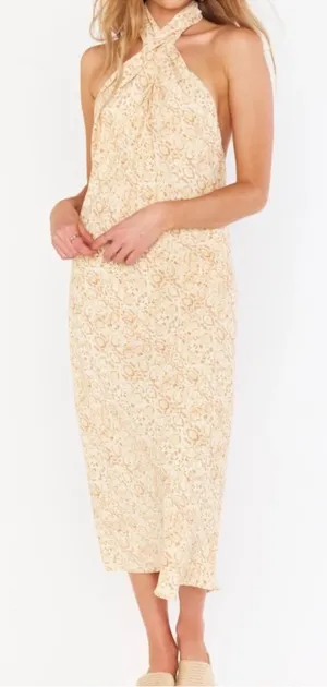 SHOW ME YOUR MUMU Jasmine‎ Halter Midi Dress In Desert Snake Size Large thumbnail 1