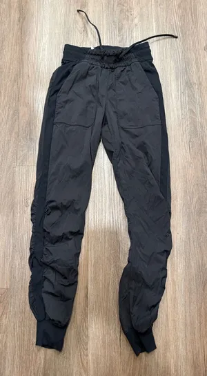 Lululemon Beyond the Studio Jogger Black Ruched Pinstripe Pants Size 2 LW5CZHS thumbnail 1