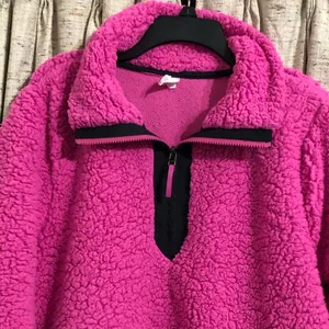 Lane Bryant Livi Active Hot Pink Sherpa Quarter Zip Pullover thumbnail 3