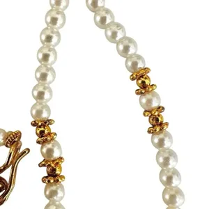 Faux pearl gold tone beaded necklace thumbnail 6