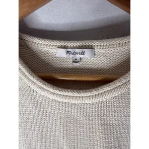 Madewell Conway roll neck pullover‎ sweater cream green stripe medium thumbnail 3