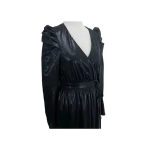 Lulus Dream Big Metallic Puff Long Sleeve Midi Dress in Black Size S thumbnail 5