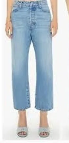 MOTHER Jeans Women 28 Light Blue The Ditcher Crop High‎ Rise Straight Leg Denim thumbnail 1