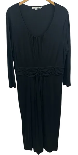 Boden Womens Mabel Jersey Dress 16L Black Ruched Knee Length Minimalist thumbnail 1