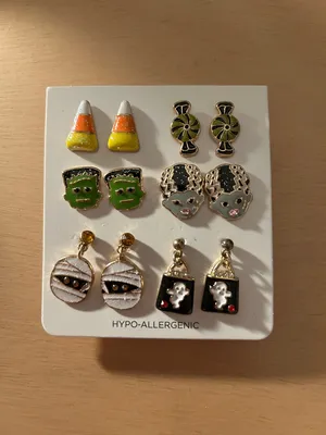 New Halloween Stud Earring Set Frankenstein Bride of Frank Mummy Ghosts Candy thumbnail 4