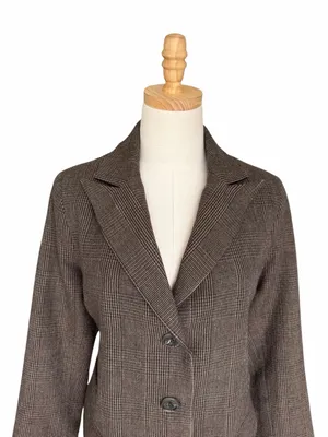 Peruvian Connection Marlowe Wool Blend Plaid Blazer Jacket Brown Size 6 thumbnail 3