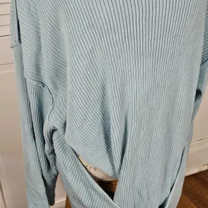 Free People Beach Womens Blue Brig Tie Front‎ Pullover Tunic Sweater Large thumbnail 3