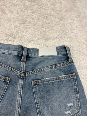 pistola medium blue distressed frayed denim shorts thumbnail 2