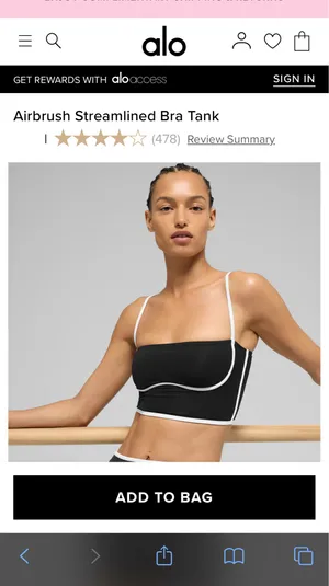 Airbrush Streamlined Bra Tank Alo Yoga Black/White thumbnail 2