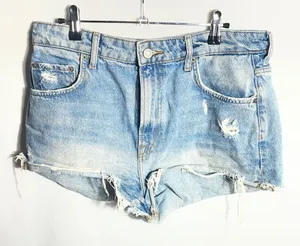 ZARA Distressed Denim Shorts Light Wash Cutoff Raw Hem Women’s US 10 thumbnail 1