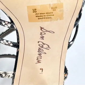Sam Edelman Daffodil Taupe Snakeprint Ankle Wrap Block Heel Strappy Sandals Sz 9 thumbnail 9