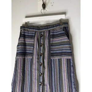 Mododoc Multi Color Striped Button Down midi pull on skirt Size medium Blue thumbnail 3