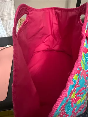 Lilly Pulitzer Large Turquoise Pink Floral Neoprene Tote thumbnail 6