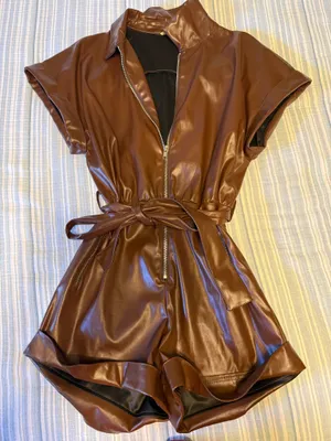 Day and Moon Faux Leather Romper thumbnail 1