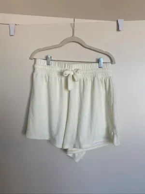 ASOS Cream Drawstring Lounge Shorts | Terry Cloth Shorts thumbnail 5