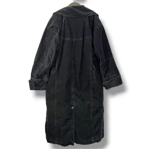 Free People Retro 70s Fox Cord Corduroy Duster Trench Coat Dark Charcoal Large thumbnail 9