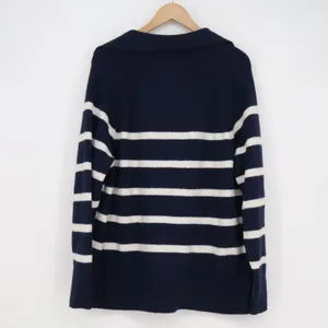 Aerie Navy Blue White Striped Polo V-Neck Sweater Small S Nautical Relaxed Fit thumbnail 5