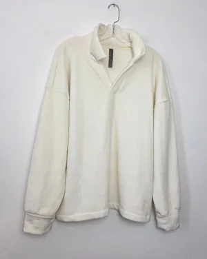 Mondetta Corduroy Fleece Pullover Cream Cozy Ultra Soft Loungewear Oversized XXL thumbnail 1