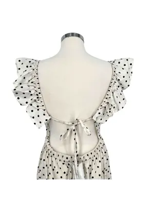Boohoo Polka Dot Midi Dress Cottagecore French GirlmRetro Ruffle Size 8 NWT thumbnail 8