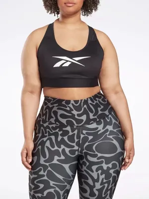 Reebok Plus Size Lux Vector Medium Impact Racerback Bra in Black, Size 1X, NWT thumbnail 1