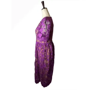 Dalia MacPhee Lace Midi Dress Women Medium Purple NWT Floral Guipure Lace‎ Party thumbnail 5