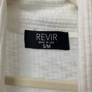 REVIR Rayon Blend Boho Relaxed Clean Coastal Dainty Ribbed Cardigan S/M White thumbnail 5