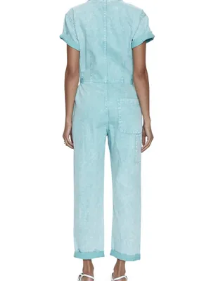 NWT Pistola Grover in Aqua Snow Acid Washed Relaxed Field Suit Jumpsuit XS thumbnail 2