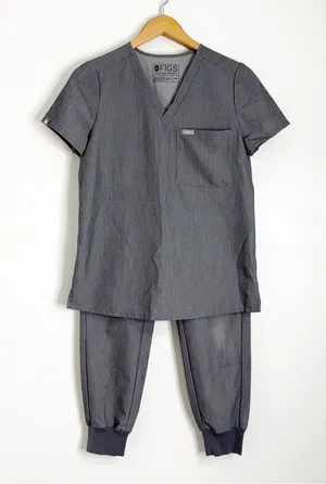 FIGS Gray Scrub Set XS Petite Catarina Top Zamora Jogger Pants thumbnail 1