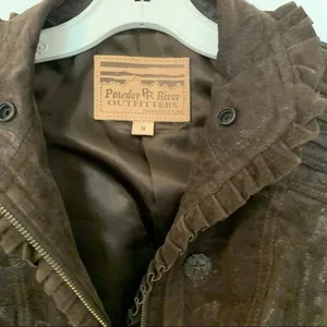 Powder River Outfitters Brown Western Leather Jacket Boho Conch Tribal Suede thumbnail 5